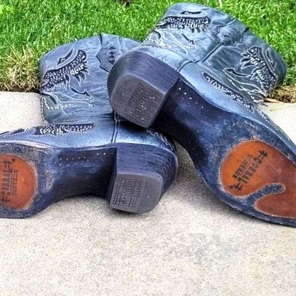 Corral Eagle Rhinestone and Stud Cut-Out leather Black/ Silver Cowgirl size 9.5 - Picture 12 of 14